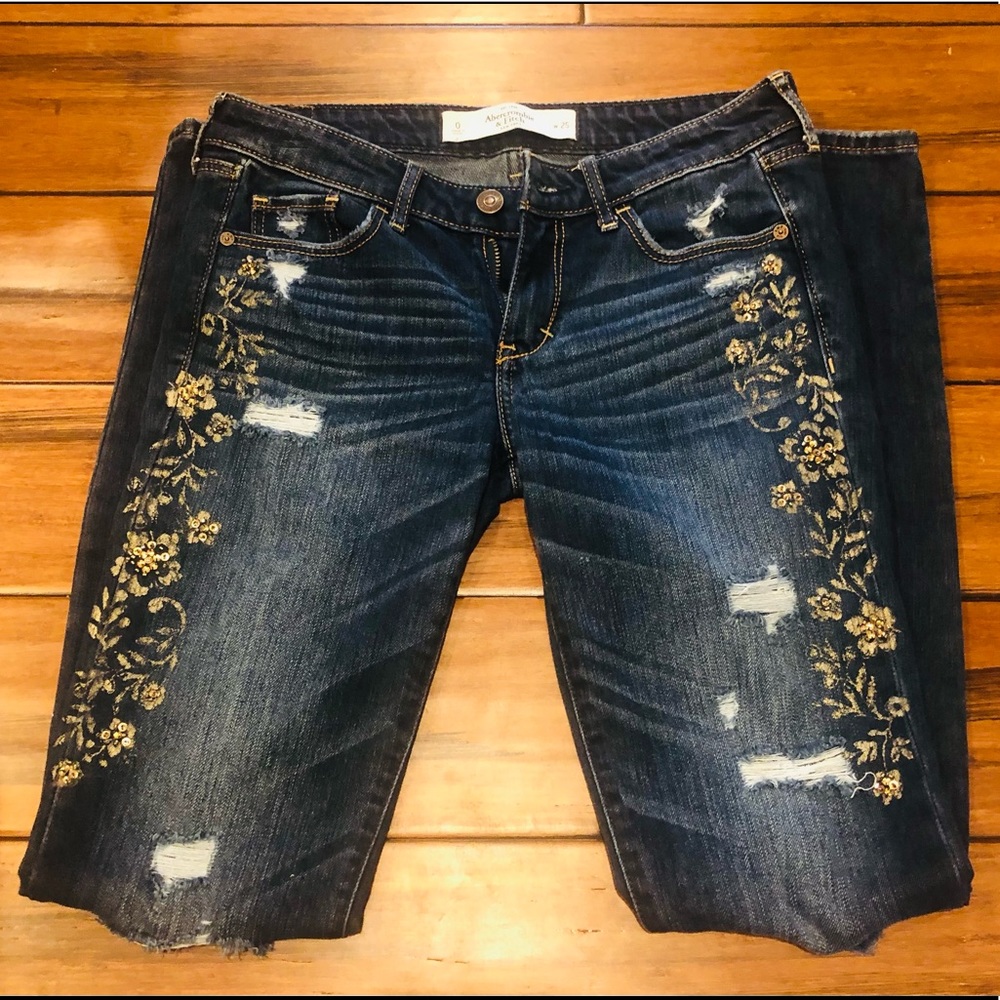 Abercrombie & Fitch Jeans Embroidered Beaded